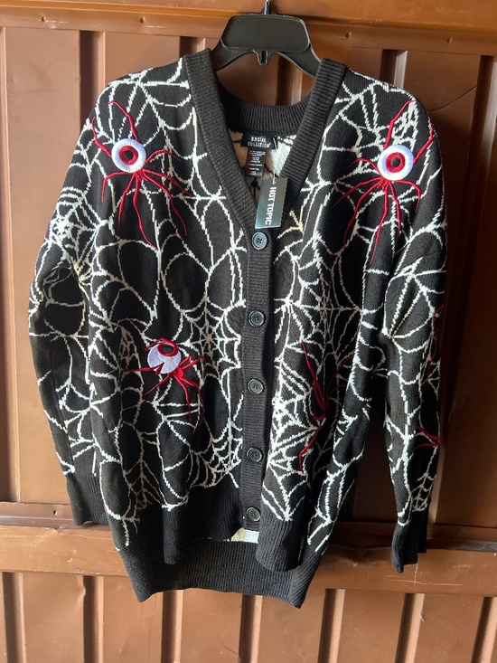 Hot Topic Sweaters - Social Collison Monster Eyeball Spider Halloween Cardigan Women Hot Topic Large